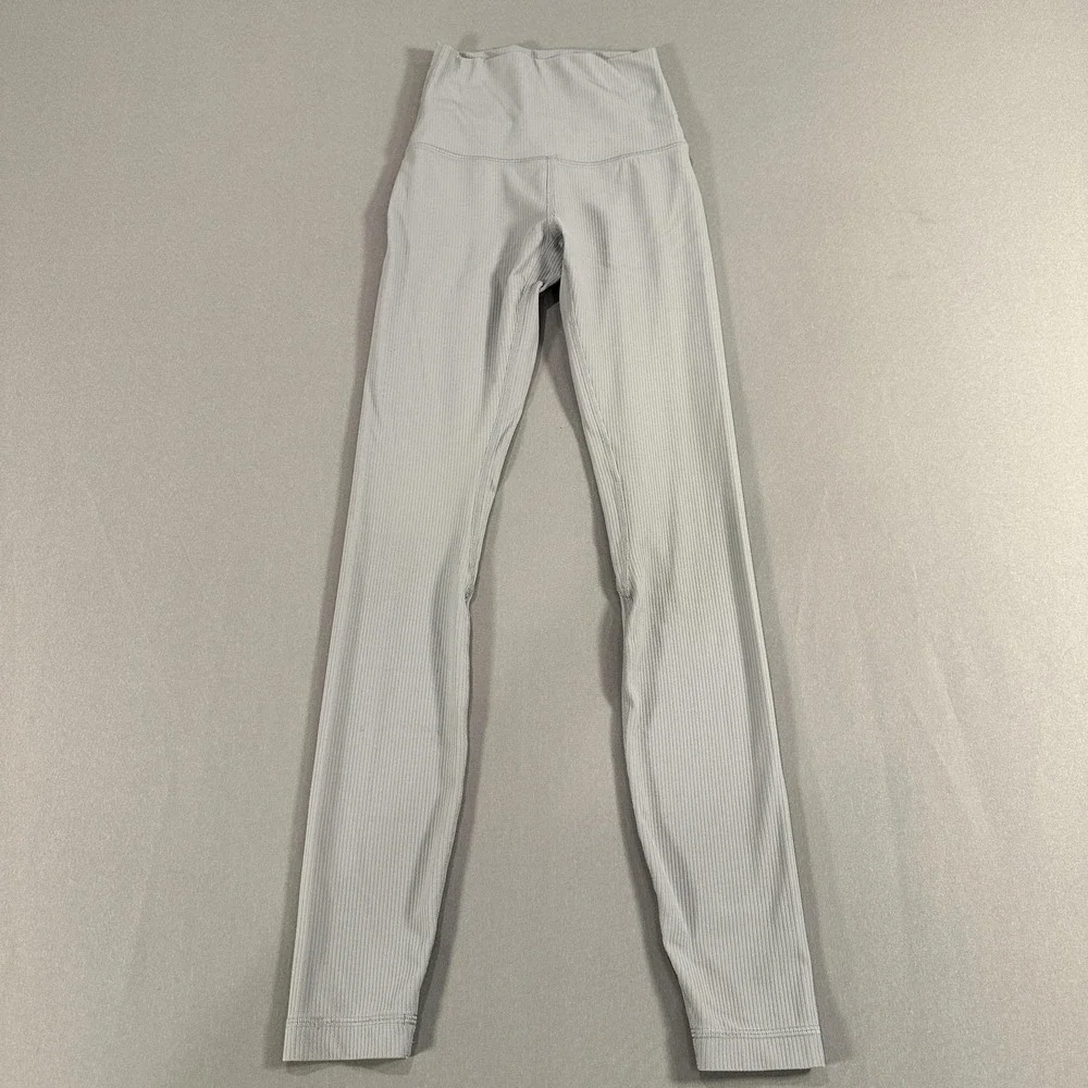 Lululemon Leggings Womens 0 Gray High Rise Ankle Ribbed Nylon Spandex Yoga Gym